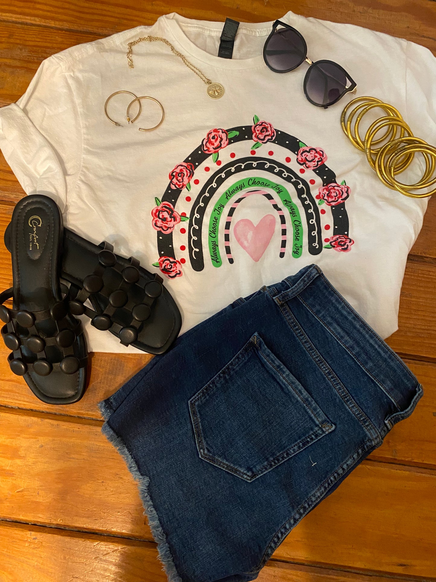 Always choose joy floral rainbow tee