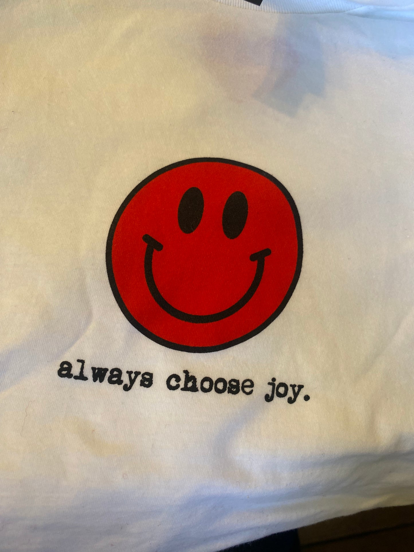 Always choose joy red smiley tee