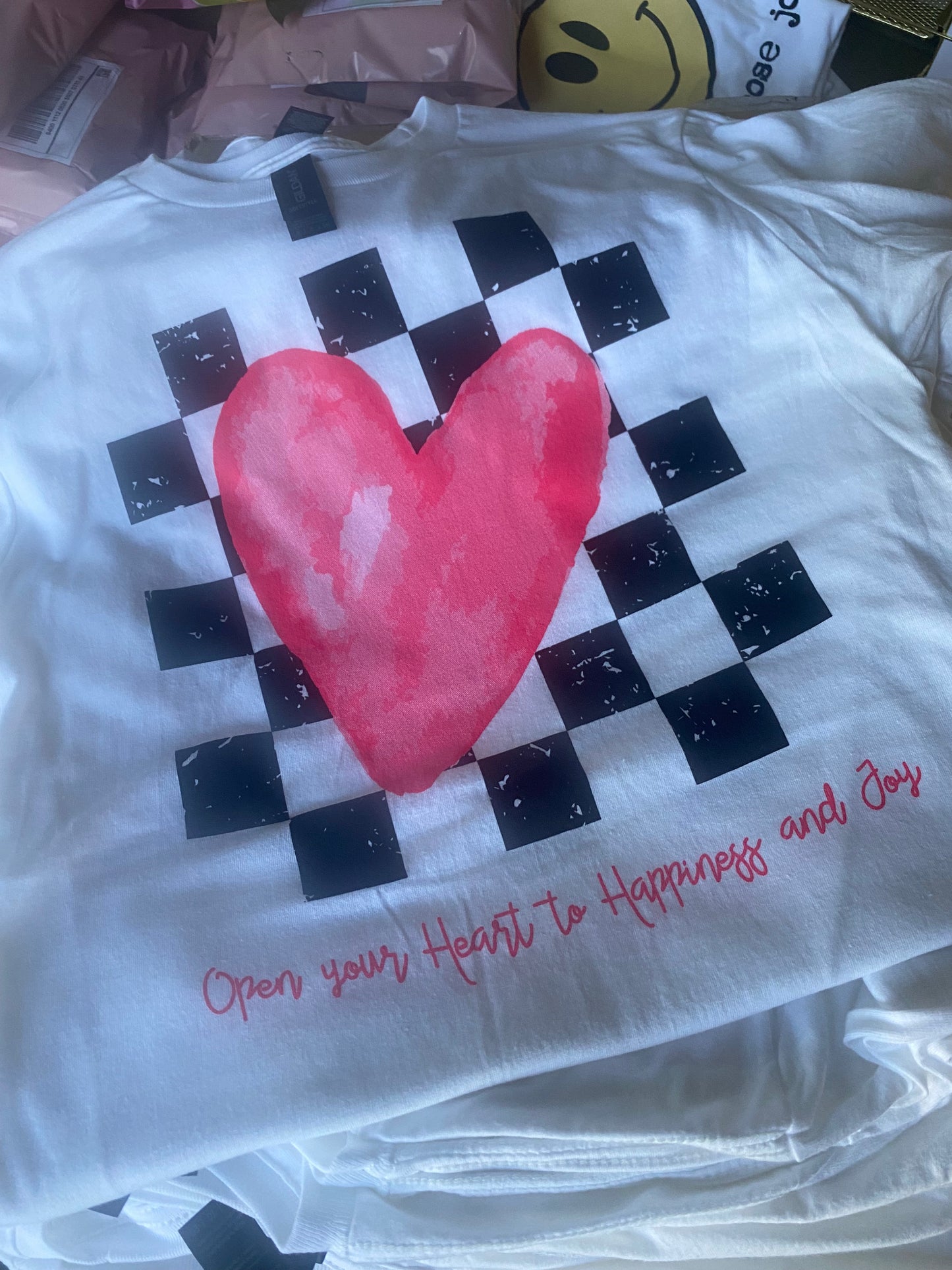 Checked Heart joy tee