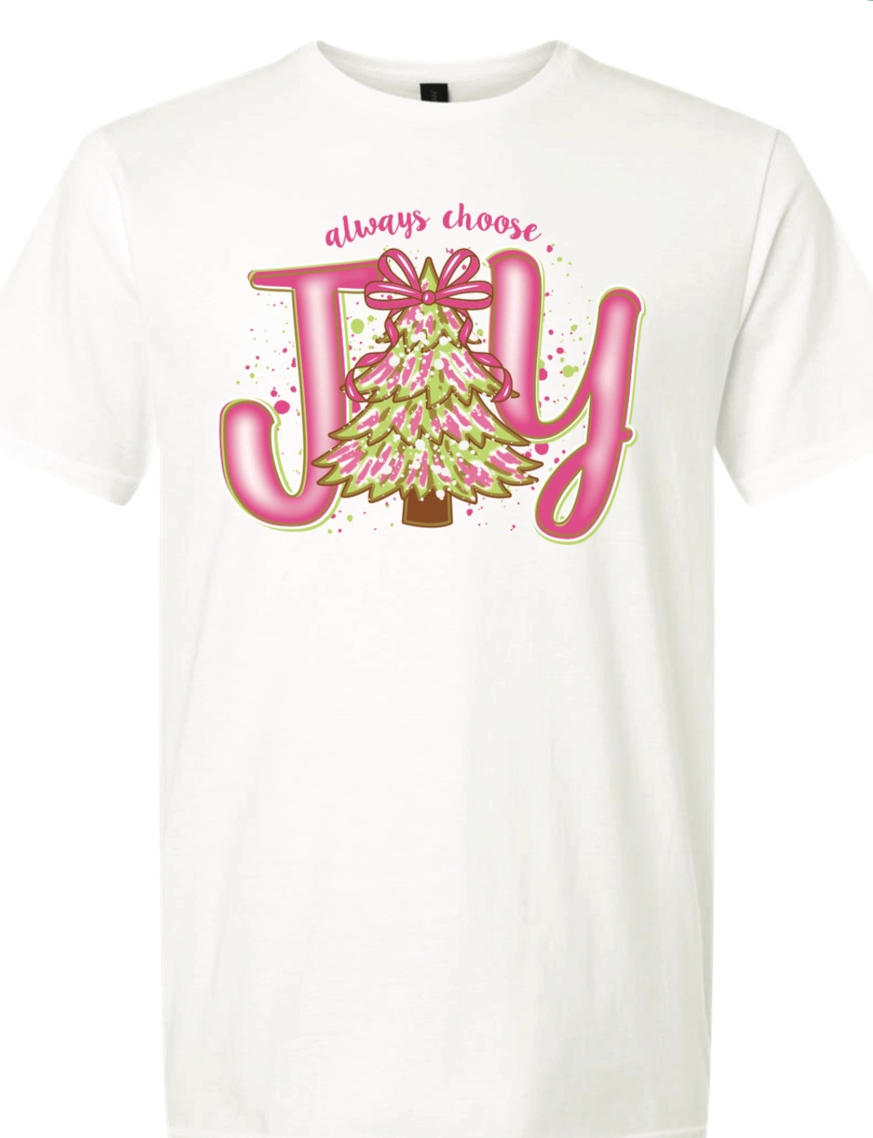 Always Choose Joy Christmas tree tee