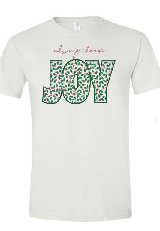 JOY and holly christmas tee